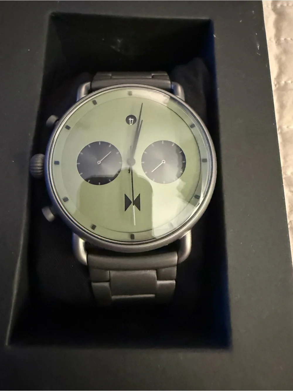 MVMT Men's Watch with Sage Green Dial and Gunmetal Bracelet
